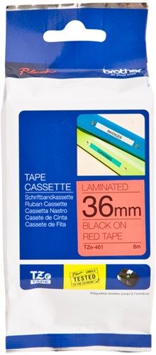 Brothertape TZE-461 36mm zwart op rood