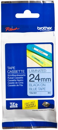 Brothertape TZE-551 24mm zwart op blauw