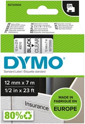 Dymotape D1 12mm zwart op transparant 45010
