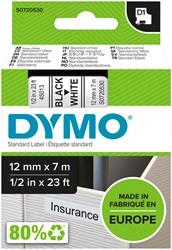 Dymotape D1 12mm zwart op wit 45013