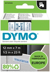 Dymotape D1 12mm blauw op wit 45014