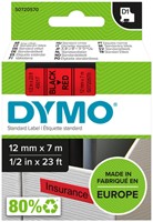 Dymotape D1 12mm zwart op rood 45017