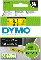 Dymotape D1 12mm zwart op geel 45018