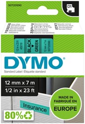 Dymotape D1 12mm zwart op groen 45019