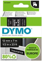 Dymotape D1 12mm wit op zwart 45021