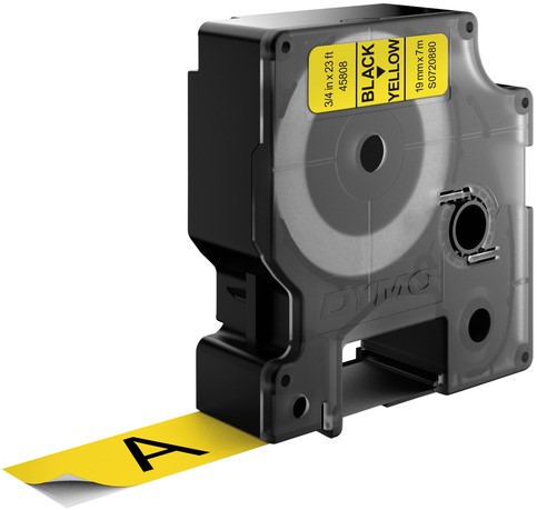 Dymotape D1 19mm zwart op geel 45808-3