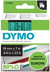 Dymotape D1 19mm zwart op groen 45809