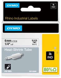 Dymotape Rhino Krimpkous  6mm zwart op wit 18051