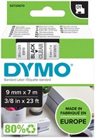 Dymotape D1  9mm zwart op transparant 40910