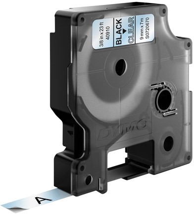 Dymotape D1  9mm zwart op transparant 40910-3