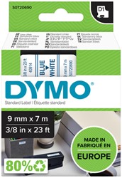 Dymotape D1  9mm blauw op wit 40914