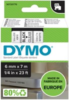 Dymotape D1  6mm zwart op transparant 43610