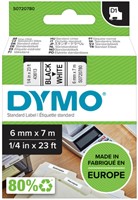 Dymotape D1  6mm zwart op wit 43613