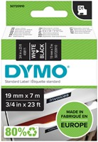 Dymotape D1 19mm wit op zwart 45811