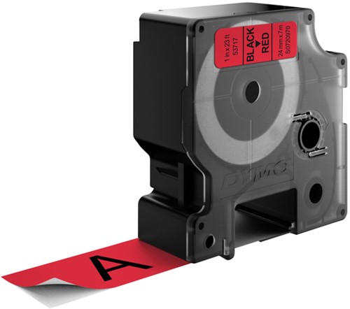 Dymotape D1 24mm zwart op rood 53717-3
