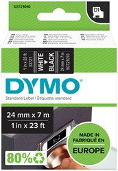 Dymotape D1 24mm wit op zwart 53721