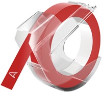 Labeltape Dymo 9mmX3m rol glossy vinyl prof rood