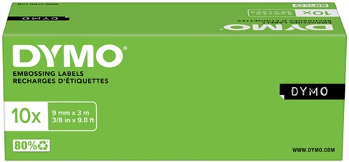 Labeltape Dymo 9mmX3m rol glossy vinyl prof rood-3