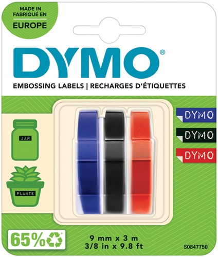 Labeltape Dymo 9mmX3m rol ass