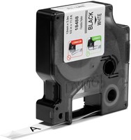 Dymotape Rhino Flexibel nylon 12mm zwart op wit 18488-2