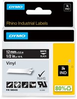 Dymotape Rhino Vinyl 12mm wit op zwart 1805435