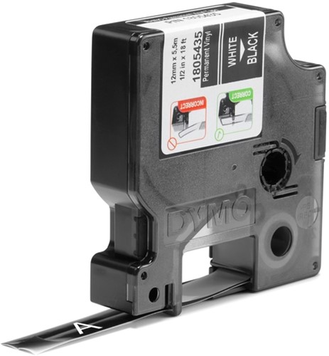 Dymotape Rhino Vinyl 12mm wit op zwart 1805435-2