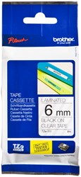Brothertape TZE-111  6mm zwart op transparant 