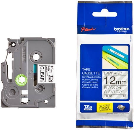 Brothertape TZE-131 12mm zwart op transparant -3