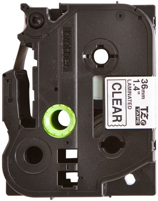 Brothertape TZE-161 36mm zwart op transparant -2