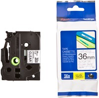 Brothertape TZE-161 36mm zwart op transparant -3