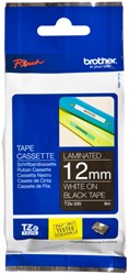 Brothertape TZE-335 12mm wit op zwart 