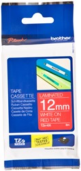 Brothertape TZE-435 12mm wit op rood 