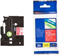 Brothertape TZE-435 12mm wit op rood -3