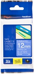 Brothertape TZE-535 12mm wit op blauw 