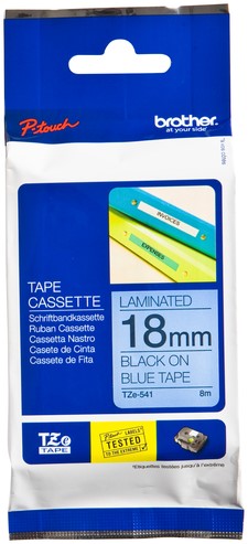 Brothertape TZE-541 18mm zwart op blauw 