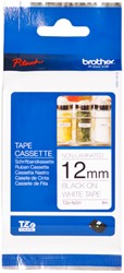 Brothertape TZE-N231 12mm zwart op wit niet gelamineerd