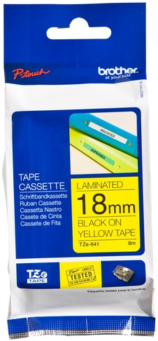 Brothertape TZE-641 18mm zwart op geel 