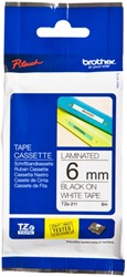 Brothertape TZE-211  6mm zwart op wit 