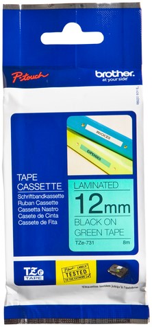 Brothertape TZE-731 12mm zwart op groen