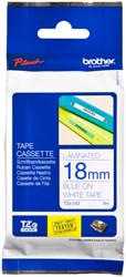 Brothertape TZE-243 18mm blauw op wit 