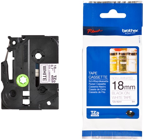Brothertape TZE-N241 18mm zwart op wit niet gelamineerd-3