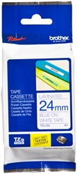Brothertape TZE-253 24mm blauw op wit