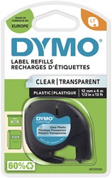 Dymotape LetraTag plastic zwart op transparant 12267