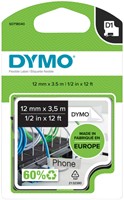 Dymotape D1 12mm nylon zwart op wit 16957