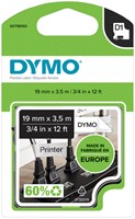 Dymotape D1 19mm nylon zwart op wit 16958