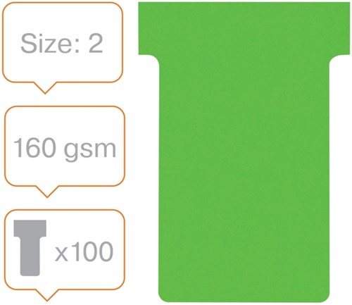 T-kaarten Nobo breedte 2 groen 48,5mm pk/100-2