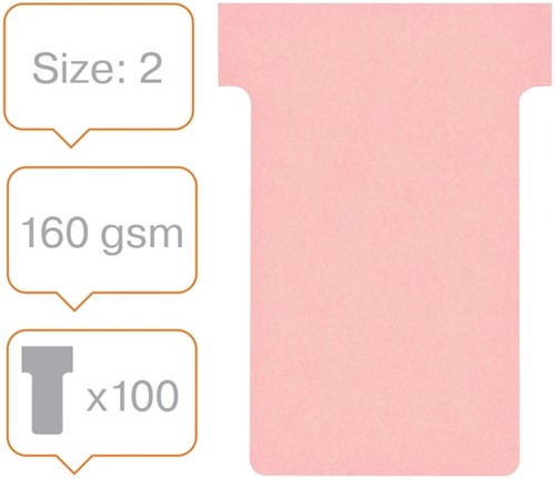 T-kaarten Nobo breedte 2 roze 48,5mm pk/100-2