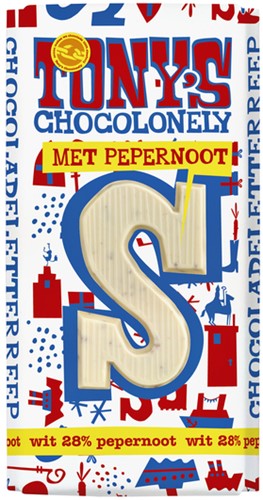 Chocolade Tony's Chocolonely letterreep 180gr wit pepernoot