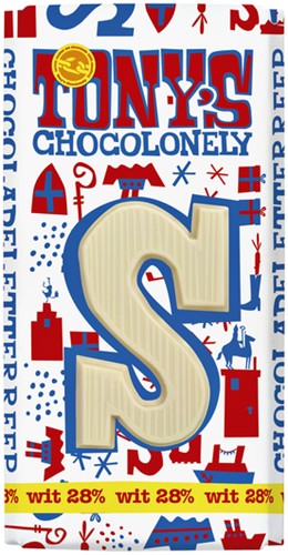 Chocolade Tony's Chocolonely letterreep 180gr witte chocolade