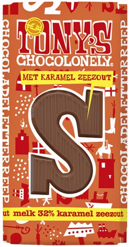 Chocolade Tony's Chocolonely letterreep 180gr melk karamel zeezout